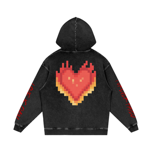 Snow Washed Loose Cotton Hoodie